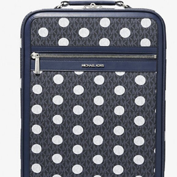 Michael Kors Polka Dot Signature Logo Suitcase (Navy) NWT - Picture 1 of 6